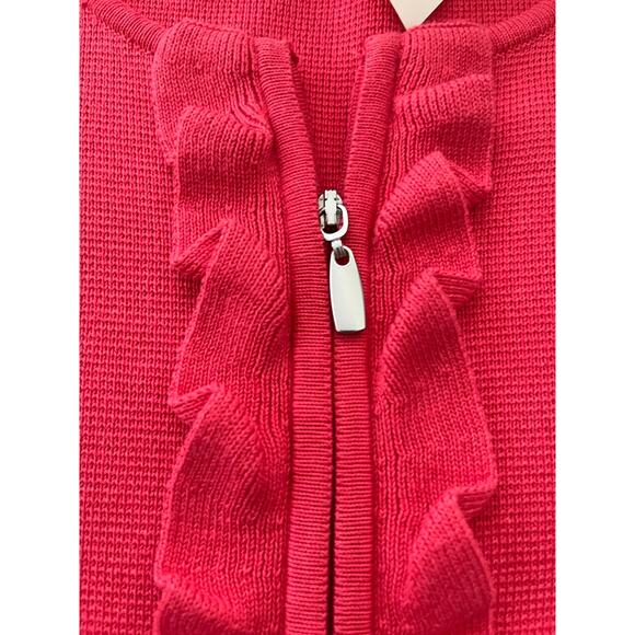 Talbots Coral Ruffle Zip Cardigan Sweater Small NWT Classiccore Preppy - Picture 6 of 10